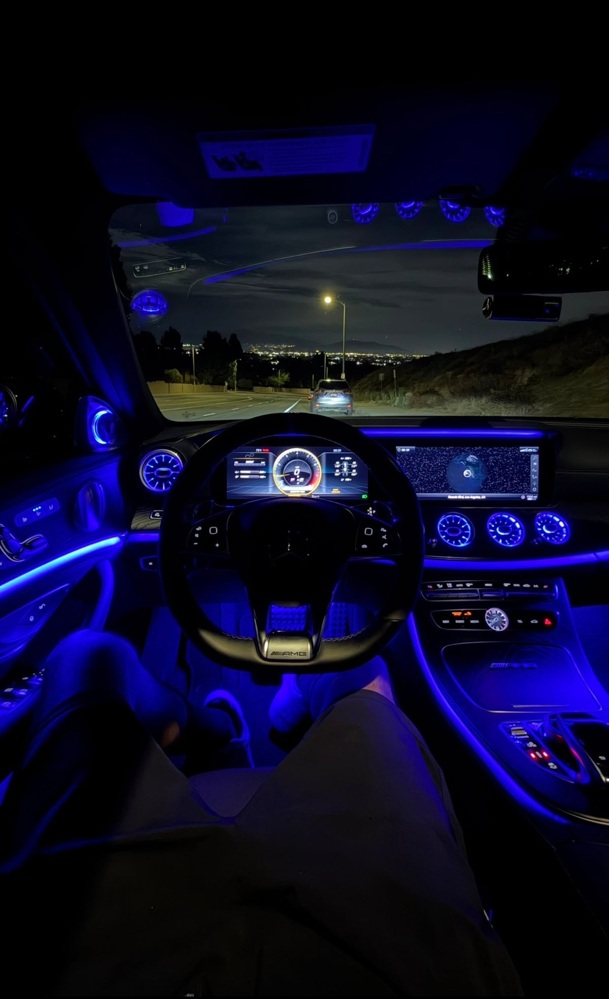 Mercedes-Benz W213 blue ambient interior front view